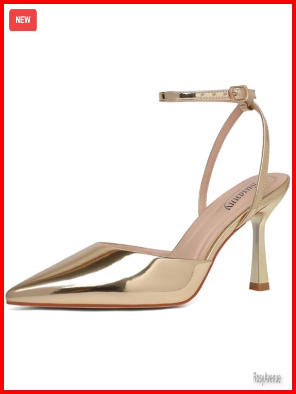 Stiletto Closed Pointed Toe Backless Dress Pumps Kitten Heels with Adjustable